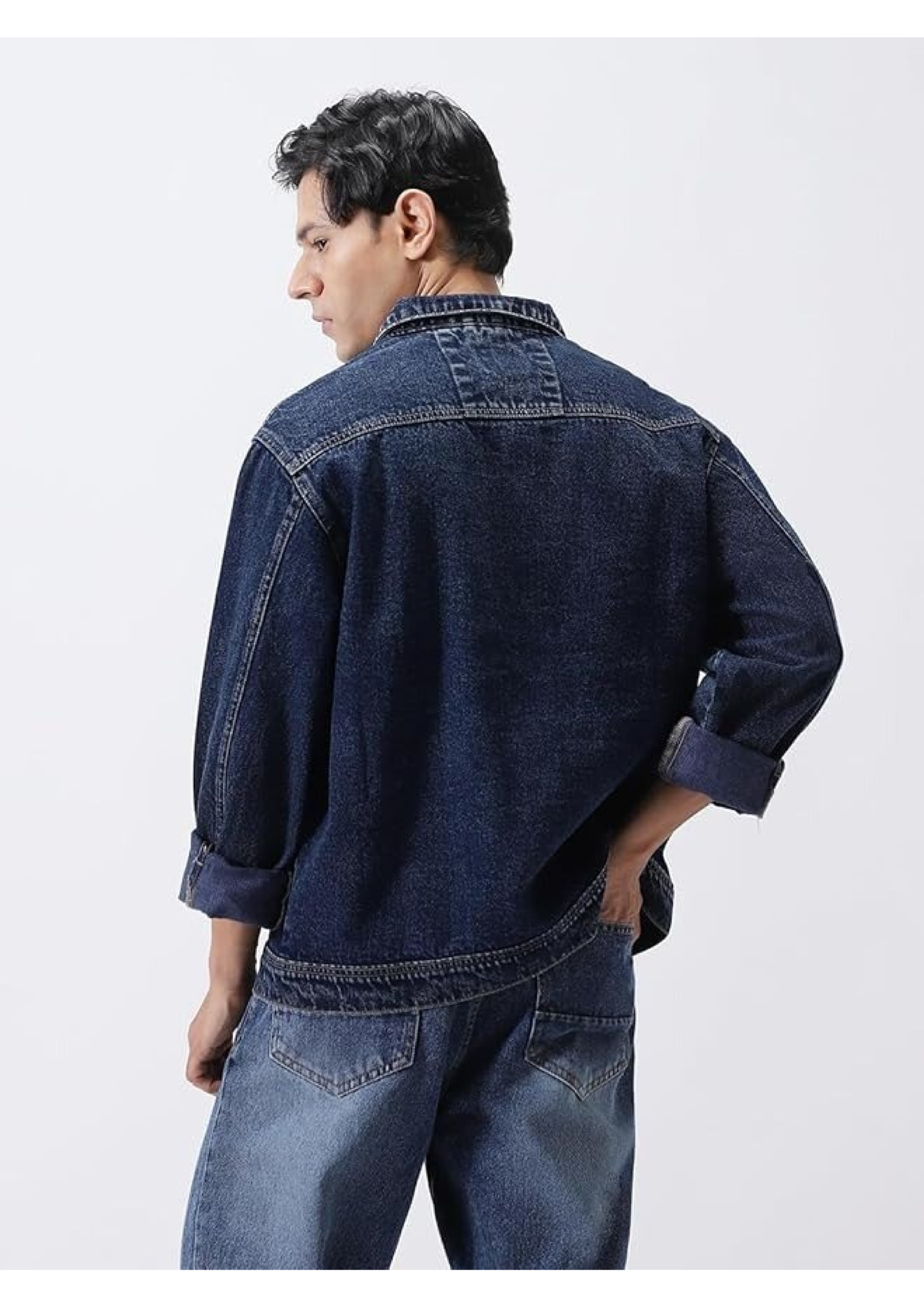 Men Deep Blue Comfort Fit Jeans | 100% Cotton | Regular Fit | Full Sleeve