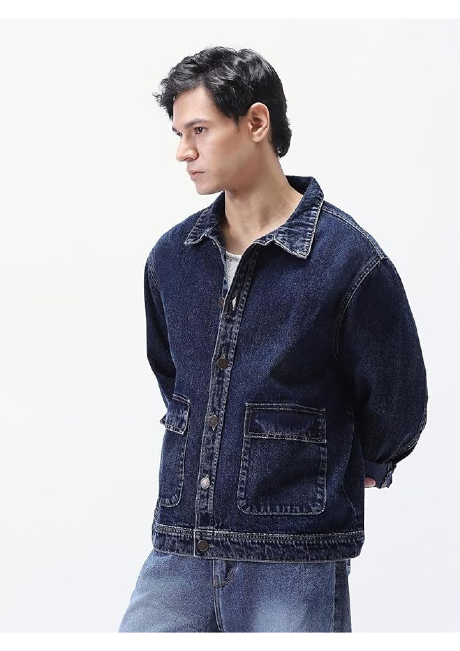 Men Deep Blue Comfort Fit Jeans | 100% Cotton | Regular Fit | Full Sleeve